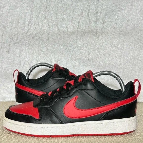 Nike Big Kids Court Borough Low 2 Black Leather Athletic Sneakers Shoes SZ 7Y - Picture 7 of 11